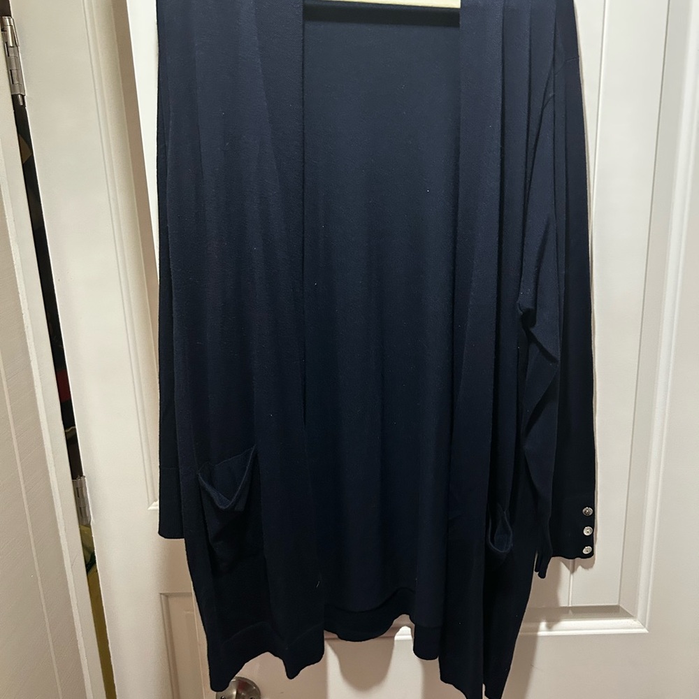 3X Navy Blue Open Front Cardigan